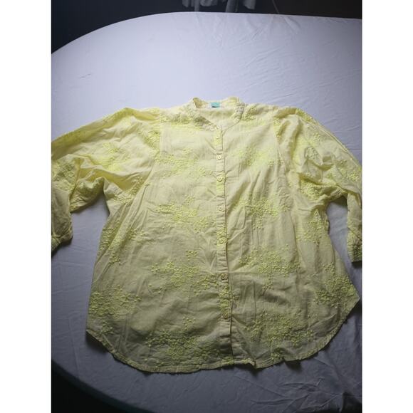 Anthropologie Pilcro Bella femme Button down Top Blouse Floral Embroidery 1X - Picture 1 of 6